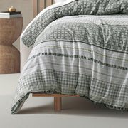 Bianca Drake Green Cotton Sateen Quilt Cover Set King V442-BCA-QUILTCS-DRAKE-GREEN-KI