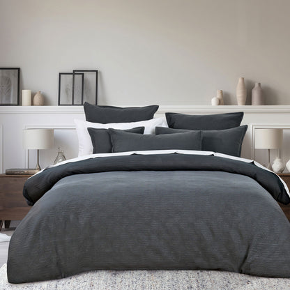 Bianca Hallston Charcoal Pre-Washed Cotton Quilt Cover Set Queen V442-BCA-QUILTCS-HALLSTON-CHARCOAL-QS