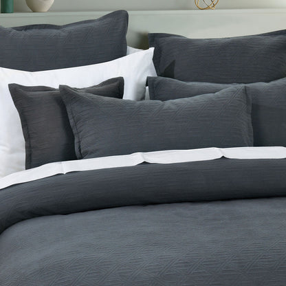 Bianca Hallston Charcoal Pre-Washed Cotton Quilt Cover Set Super King V442-BCA-QUILTCS-HALLSTON-CHARCOAL-SK