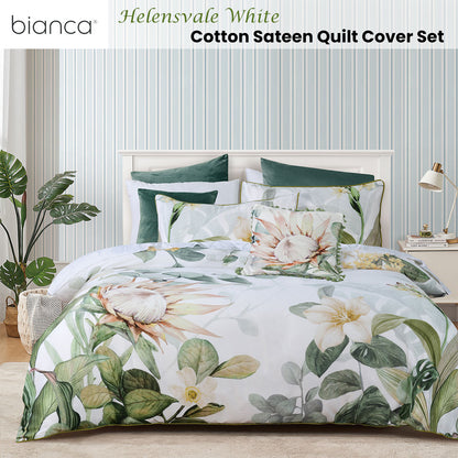 Bianca Helensvale White Floral Cotton Sateen Quilt Cover Set King V442-BCA-QUILTCS-HELENSVALE-WHITE-KI