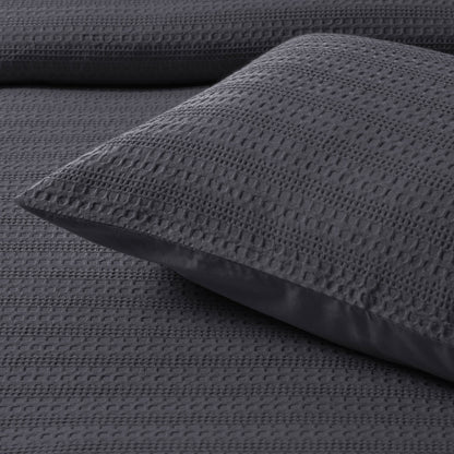 Bianca Kahlani Charcoal Waffle Quilt Cover Set Double V442-BCA-QUILTCS-KAHLANI-CHARCOAL-DS