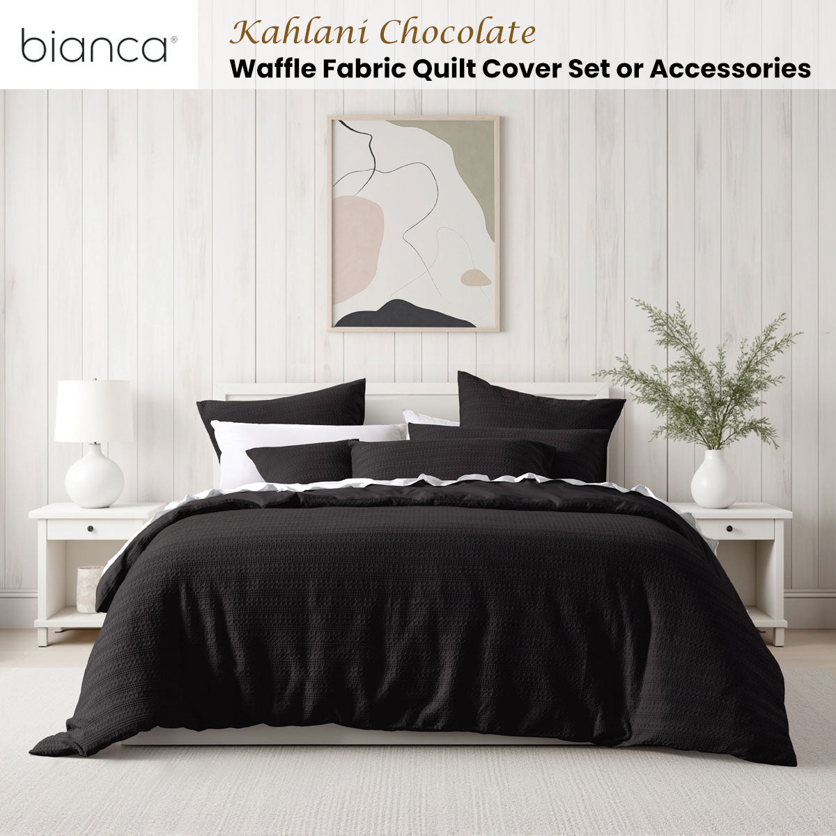 Bianca Kahlani Chocolate Waffle Quilt Cover Set Queen V442-BCA-QUILTCS-KAHLANI-CHOCOLATE-QS