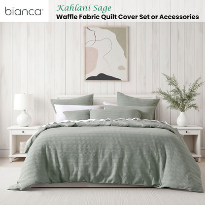 Bianca Kahlani Sage Waffle Quilt Cover Set Double V442-BCA-QUILTCS-KAHLANI-SAGE-DS