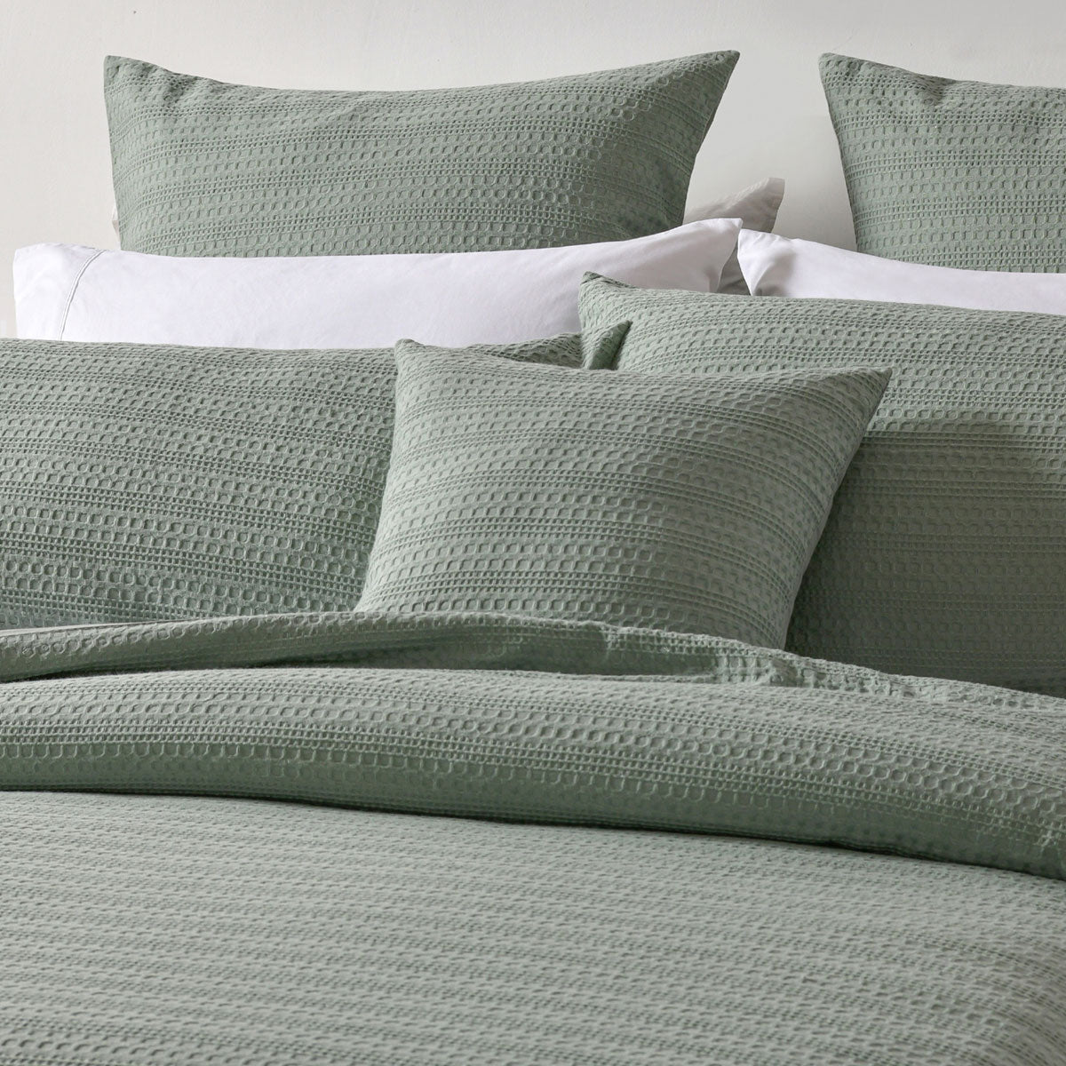 Bianca Kahlani Sage Waffle Quilt Cover Set Double V442-BCA-QUILTCS-KAHLANI-SAGE-DS