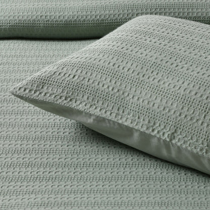 Bianca Kahlani Sage Waffle Quilt Cover Set Double V442-BCA-QUILTCS-KAHLANI-SAGE-DS