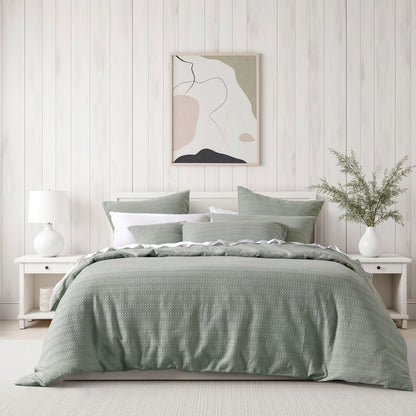 Bianca Kahlani Sage Waffle Quilt Cover Set Queen