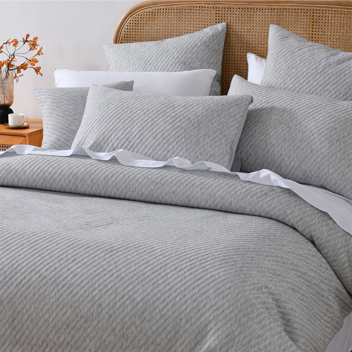 Bianca Pesaro Grey Polyester Cotton Quilt Cover Set King V442-BCA-QUILTCS-PESARO-GREY-KI