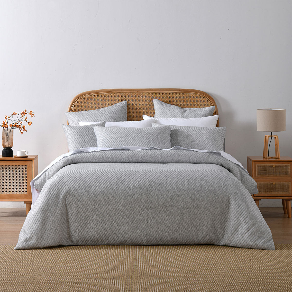 Bianca Pesaro Grey Polyester Cotton Quilt Cover Set Queen V442-BCA-QUILTCS-PESARO-GREY-QS