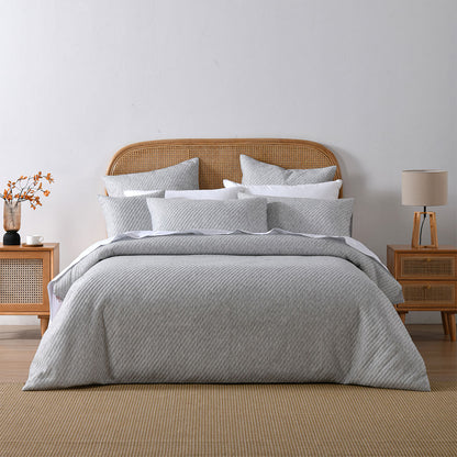 Bianca Pesaro Grey Polyester Cotton Quilt Cover Set Queen V442-BCA-QUILTCS-PESARO-GREY-QS