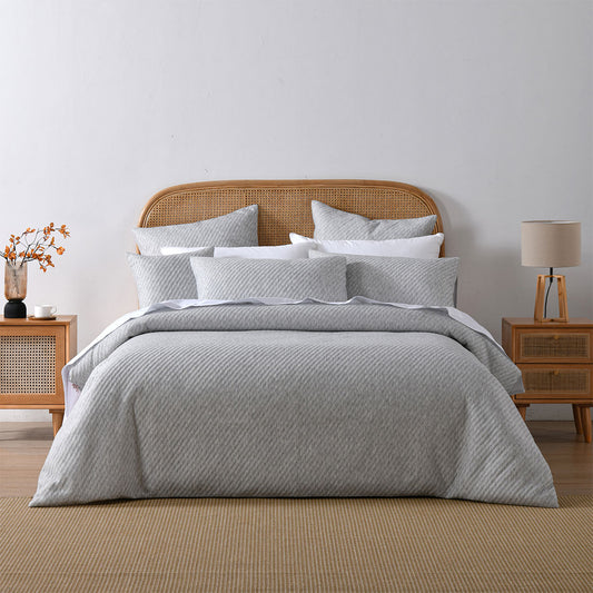 Bianca Pesaro Grey Polyester Cotton Quilt Cover Set Queen V442-BCA-QUILTCS-PESARO-GREY-QS
