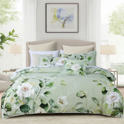 Bianca Salisbury Sage Floral Cotton Sateen Quilt Cover Set King V442-BCA-QUILTCS-SALISBURY-SAGE-KI
