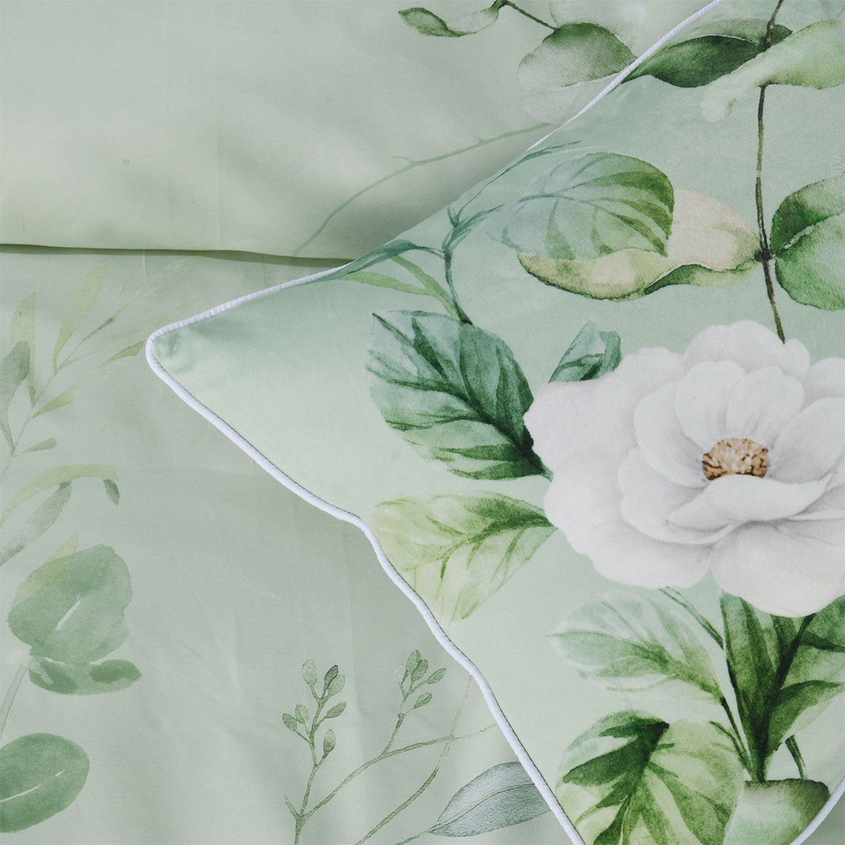 Bianca Salisbury Sage Floral Cotton Sateen Quilt Cover Set Queen V442-BCA-QUILTCS-SALISBURY-SAGE-QS