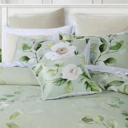 Bianca Salisbury Sage Floral Cotton Sateen Quilt Cover Set Super King V442-BCA-QUILTCS-SALISBURY-SAGE-SK