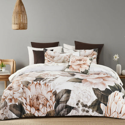 Bianca Somerset White Cotton Sateen Floral Quilt Cover Set King V442-BCA-QUILTCS-SOMERSET-WHITE-KI