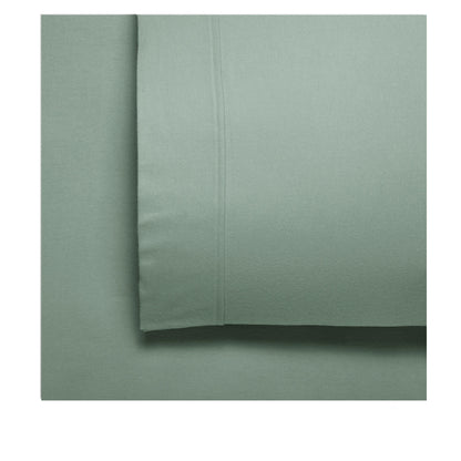 Bianca Fletcher Flannelette Cotton Sheet Set Sage Super King V442-BCA-SHEETS-FLETCHER-SAGE-SK