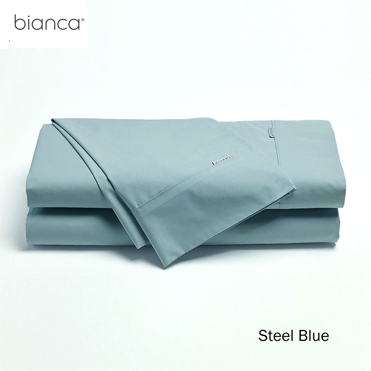 Bianca Heston Cotton Percale Sheet Set Steel Blue King Single V442-BCA-SHEETS-HESTON-STEELBLUE-KS