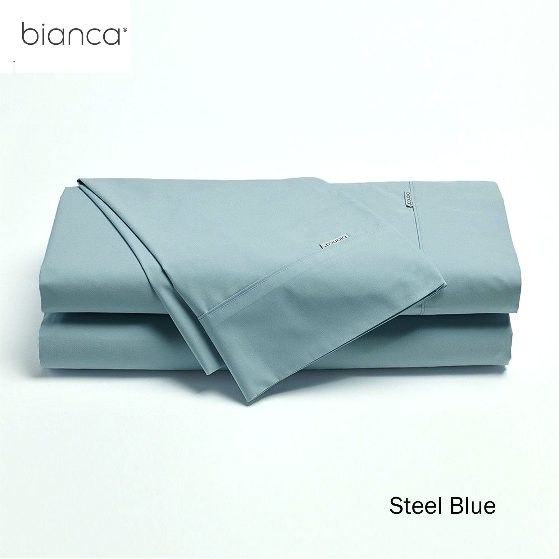 Bianca Heston Cotton Percale Sheet Set Steel Blue King Single V442-BCA-SHEETS-HESTON-STEELBLUE-KS