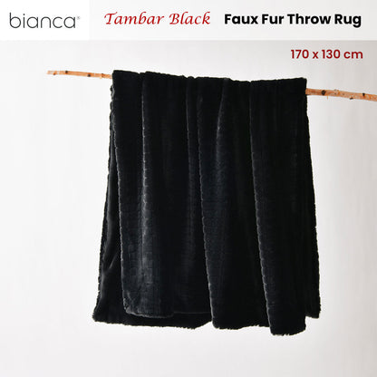Bianca Tambar Black Faux Fur Throw Rug 130 x 170 cm V442-BCA-THROW-TAMBAR-BLACK-RE