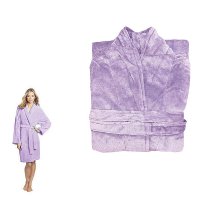 190GSM Ultra Soft Plush Fleece Bath Robe Lilac L V442-BZO-BATHROBE-PLUSH-LILAC-L
