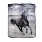 375gsm 1 Ply 3D Print Faux Mink Blanket Queen 200x240 cm Galloping Horse V442-BZO-BLANKET-3753DHORSE-SILVER-QS