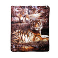 375gsm 1 Ply 3D Print Faux Mink Blanket Queen 200x240 cm Tiger Family V442-BZO-BLANKET-3753DTIGER-BROWN-QS
