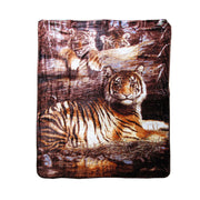 375gsm 1 Ply 3D Print Faux Mink Blanket Queen 200x240 cm Tiger Family V442-BZO-BLANKET-3753DTIGER-BROWN-QS