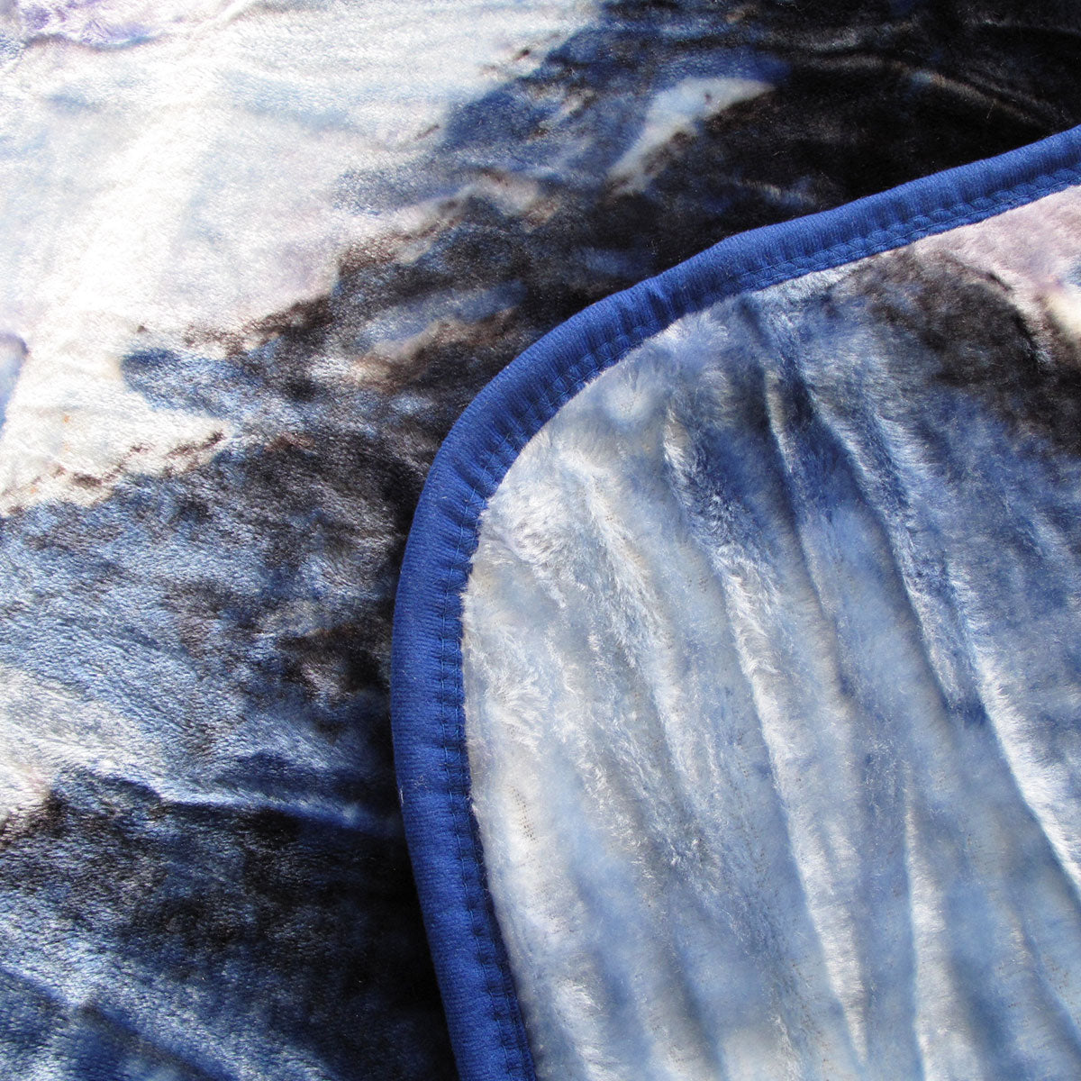 375gsm 1 Ply 3D Print Faux Mink Blanket Queen 200x240 cm Winter Wolf V442-BZO-BLANKET-3753DWINTERWOLF-BLUE-QS