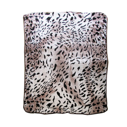 375gsm 1 Ply Animal Print Faux Mink Blanket Queen 200x240 cm Jaguar V442-BZO-BLANKET-375ANIMALJAGUAR-TAUPE-QS