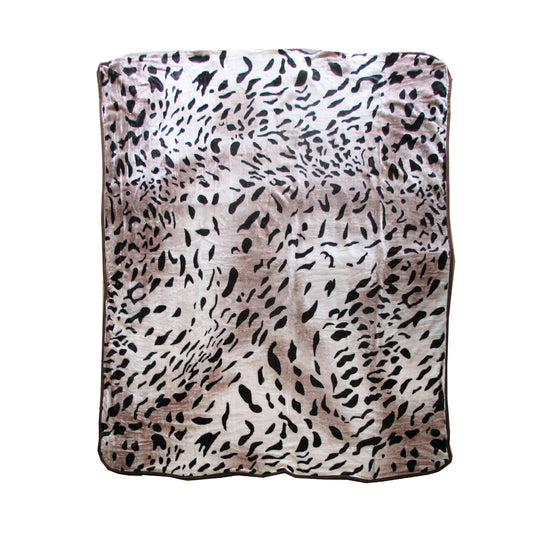 375gsm 1 Ply Animal Print Faux Mink Blanket Queen 200x240 cm Jaguar V442-BZO-BLANKET-375ANIMALJAGUAR-TAUPE-QS