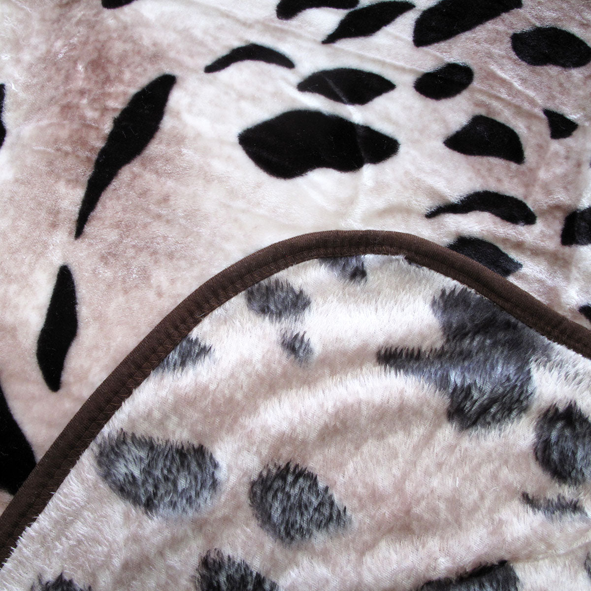 375gsm 1 Ply Animal Print Faux Mink Blanket Queen 200x240 cm Jaguar V442-BZO-BLANKET-375ANIMALJAGUAR-TAUPE-QS