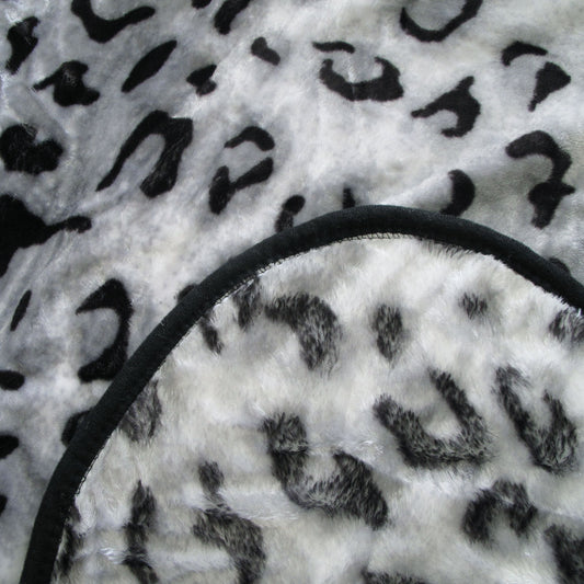 375gsm 1 Ply Animal Print Faux Mink Blanket Queen 200x240 cm Snow Leopard V442-BZO-BLANKET-375ANIMALLEOPARD-SNOW-QS