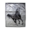 675gsm 2 Ply 3D Print Faux Mink Blanket Queen 200x240 cm Galloping Horse V442-BZO-BLANKET-6753DHORSE-SILVER-QS