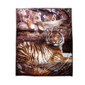 675gsm 2 Ply 3D Print Faux Mink Blanket Queen 200x240 cm Tiger Family V442-BZO-BLANKET-6753DTIGER-BROWN-QS