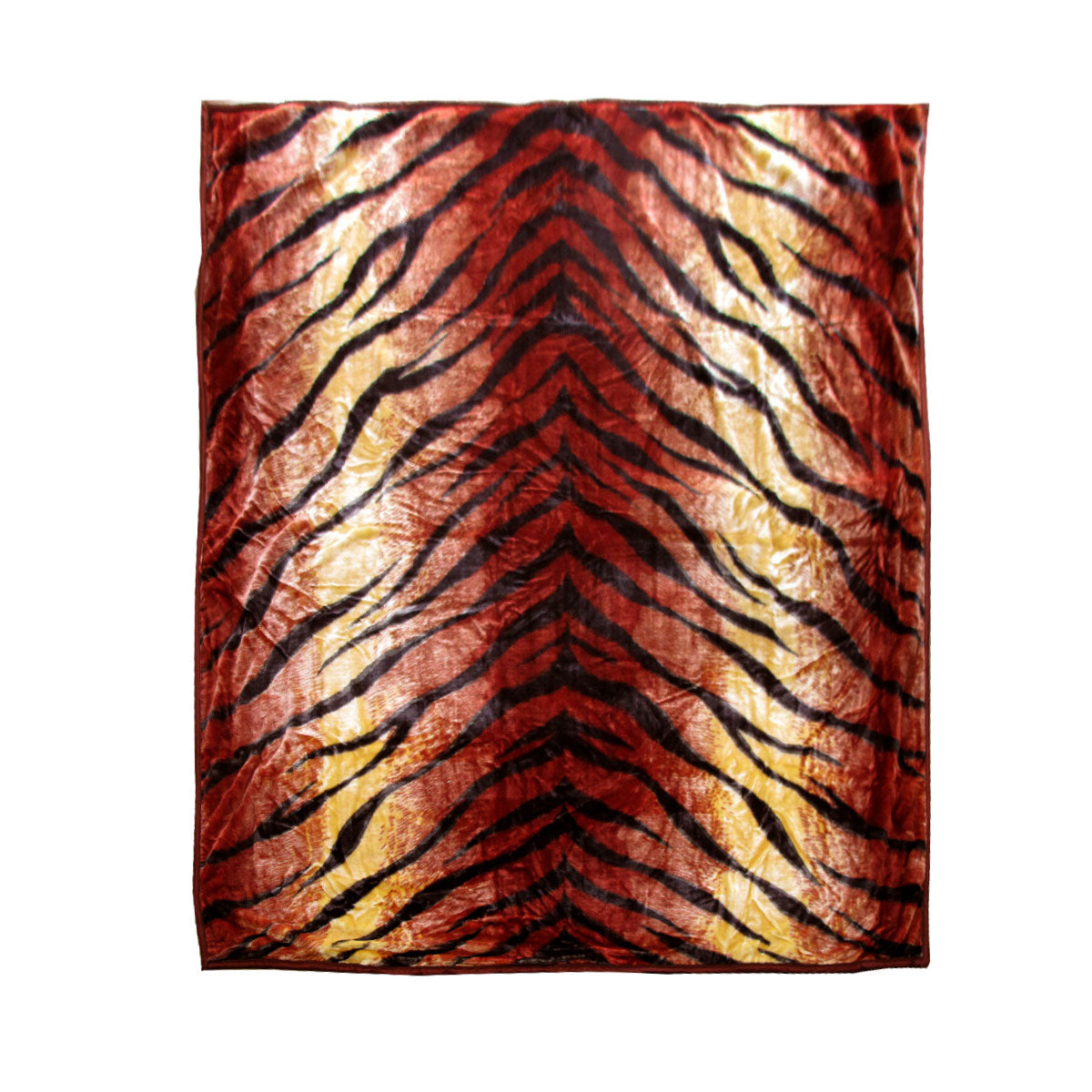 675gsm 2 Ply Animal Print Faux Mink Blanket Queen 200x240 cm Tiger V442-BZO-BLANKET-675ANIMALTIGER-RED-QS