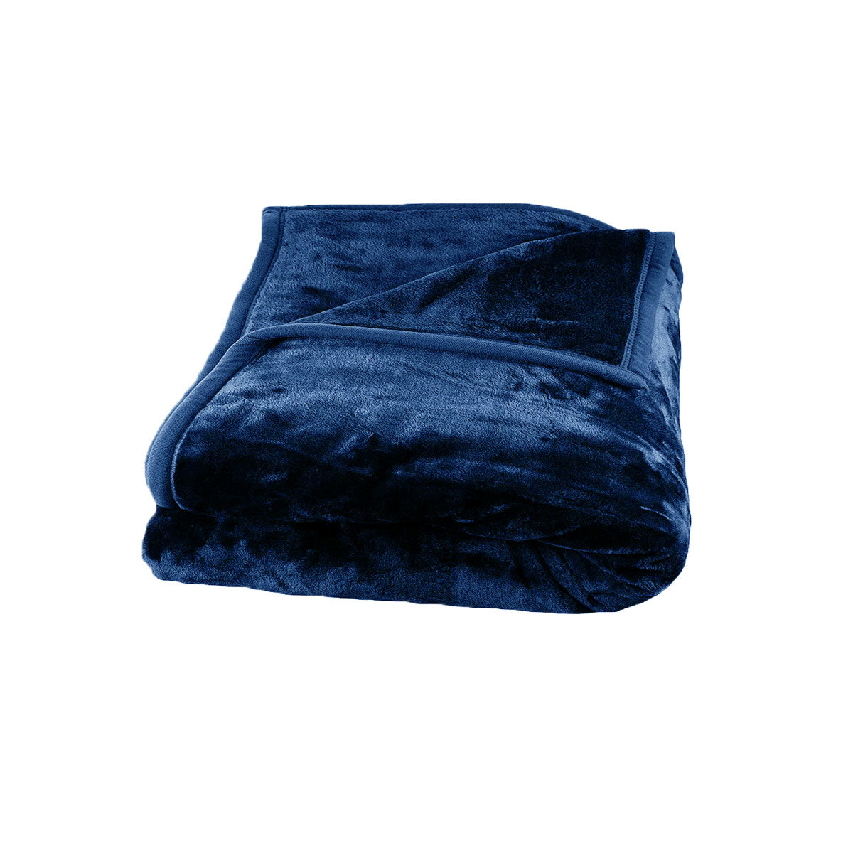 675gsm 2 Ply Solid Faux Mink Blanket Queen 200x240 cm Navy V442-BZO-BLANKET-675SOLID-NAVY-QS