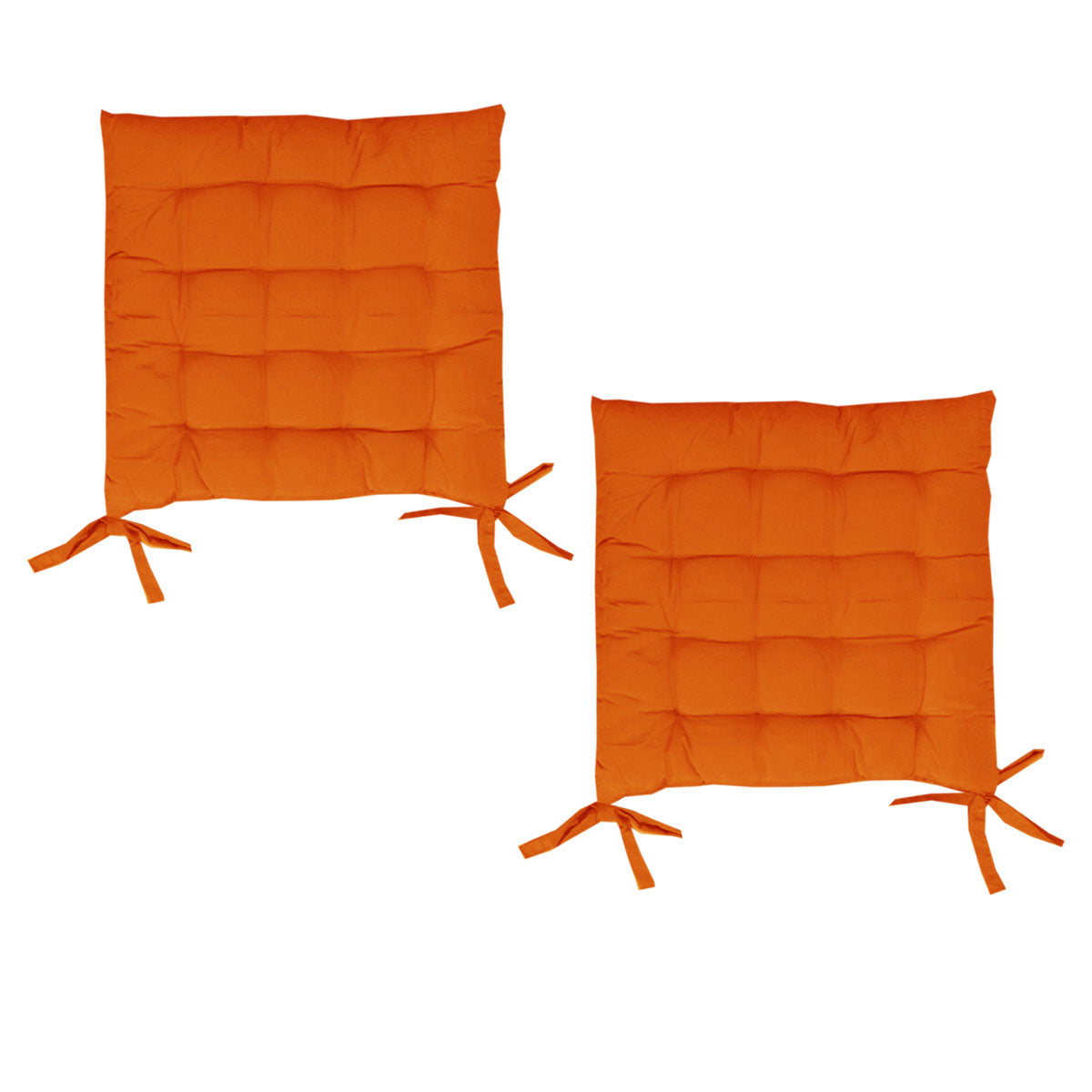 Set of 2 Chair Pads with Ties 40 x 40 cm Orange V442-BZO-CHAIRCU-SETOF2SOLID-ORANGE-SQ