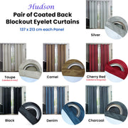 Emporio Hudson Pair of Coated Back Blockout Eyelet Curtains 137 x 213cm each Cherry Red (Labelled as Burgundy) V442-BZO-CURTAIN-HUDSONEYELET-BURGUNDY-RE