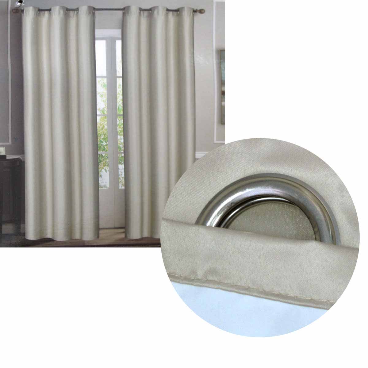 Emporio Hudson Pair of Coated Back Blockout Eyelet Curtains 137 x 213cm each Taupe (Labelled as Ivory) V442-BZO-CURTAIN-HUDSONEYELET-IVORY-RE