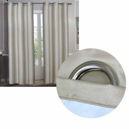 Emporio Hudson Pair of Coated Back Blockout Eyelet Curtains 137 x 213cm each Taupe (Labelled as Ivory) V442-BZO-CURTAIN-HUDSONEYELET-IVORY-RE