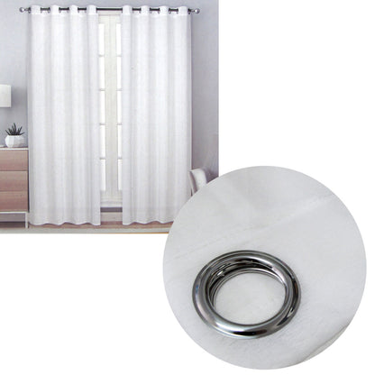 Pair of Solid Colour Sheer Eyelet Curtains 137 x 213 cm White V442-BZO-CURTAIN-PAIRSHEEREYELET-WHITE-RE