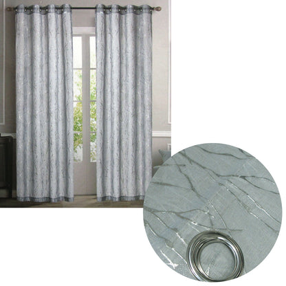 Pair of Sheer Eyelet Curtains Grey with Silver Foils 137 x 213 cm V442-BZO-CURTAIN-PAIRSHEERFOIL-GREYSILVER-RE