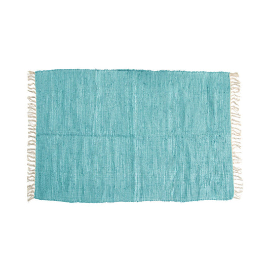 Large Chindi Cotton Handmade Floor Mat with Tassels 90 x 150 cm Aqua V442-BZO-FLOORR-LARGECHINDI-AQUA-RE