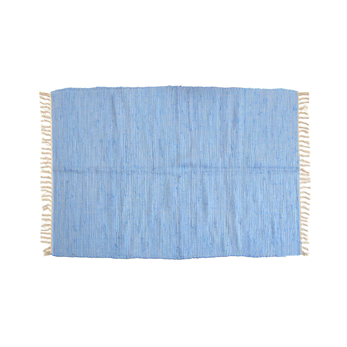 Large Chindi Cotton Handmade Floor Mat with Tassels 90 x 150 cm Blue V442-BZO-FLOORR-LARGECHINDI-BLUE-RE