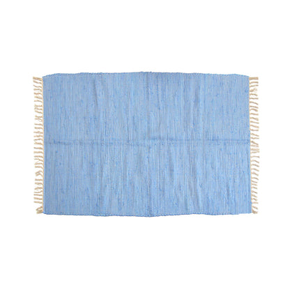 Large Chindi Cotton Handmade Floor Mat with Tassels 90 x 150 cm Blue V442-BZO-FLOORR-LARGECHINDI-BLUE-RE