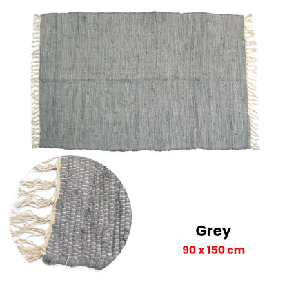 Large Chindi Cotton Handmade Floor Mat with Tassels 90 x 150 cm Grey V442-BZO-FLOORR-LARGECHINDI-GREY-RE