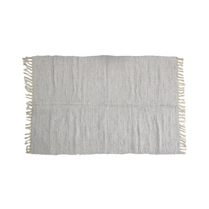 Large Chindi Cotton Handmade Floor Mat with Tassels 90 x 150 cm Silver V442-BZO-FLOORR-LARGECHINDI-SILVER-RE