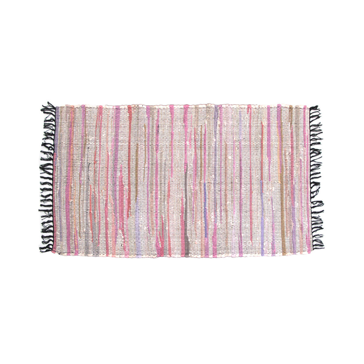 Tonal Chindi Cotton Handmade Floor Mat with Tassels 70 x 120 cm Bright Multi V442-BZO-FLOORR-TONALCHINDI-BRIGHT-RE