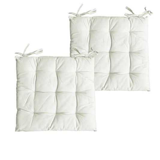 Set of 2 Colter Cotton Chair Pads Cream V442-BZO-MISC-PAIRCHAIRPAD-CREAM-SQ