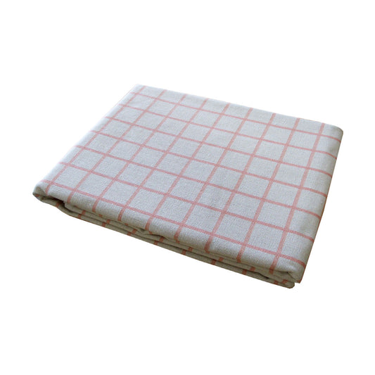 Cotton Grid Checks Oblong Table Cloth Coral 130 x 180cm V442-BZO-TABLEC-GRIDCHECKS180-CORAL-RE