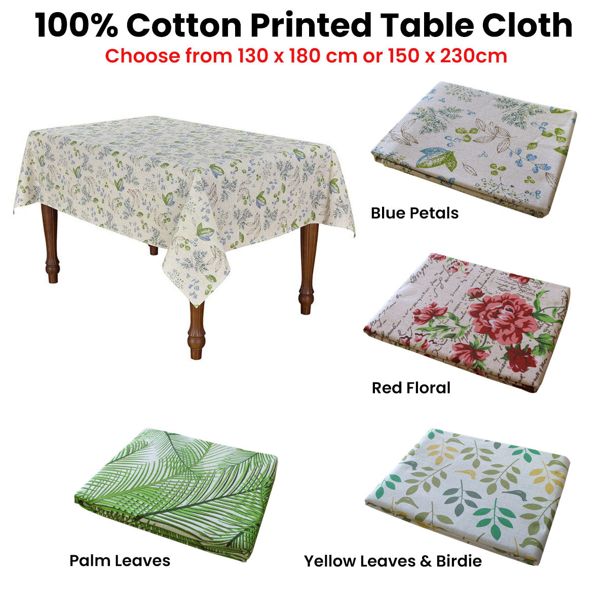 Cotton Green Palm Leaves Oblong Table Cloth 150 x 230cm V442-BZO-TABLEC-PALMLEAVES230-GREEN-RE